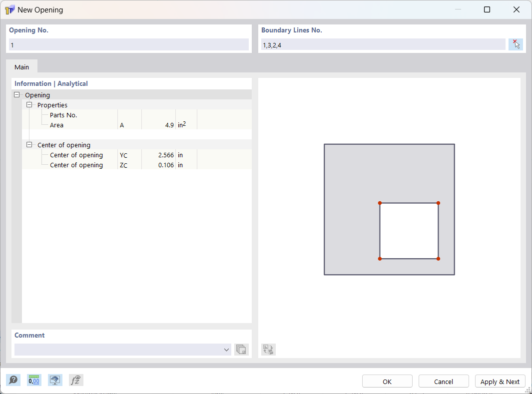 Cuadro de diálogo "Nueva abertura"