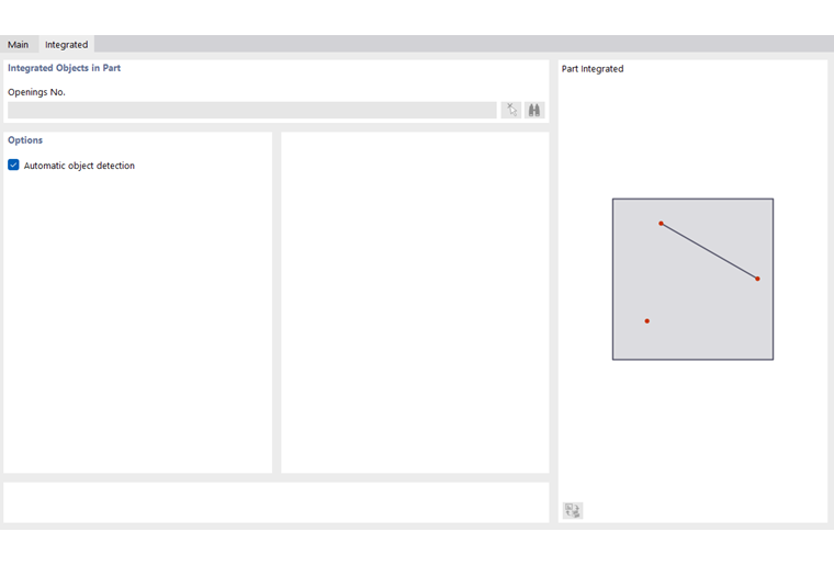 Cuadro de diálogo "Nueva parte", pestaña "Objetos integrados"