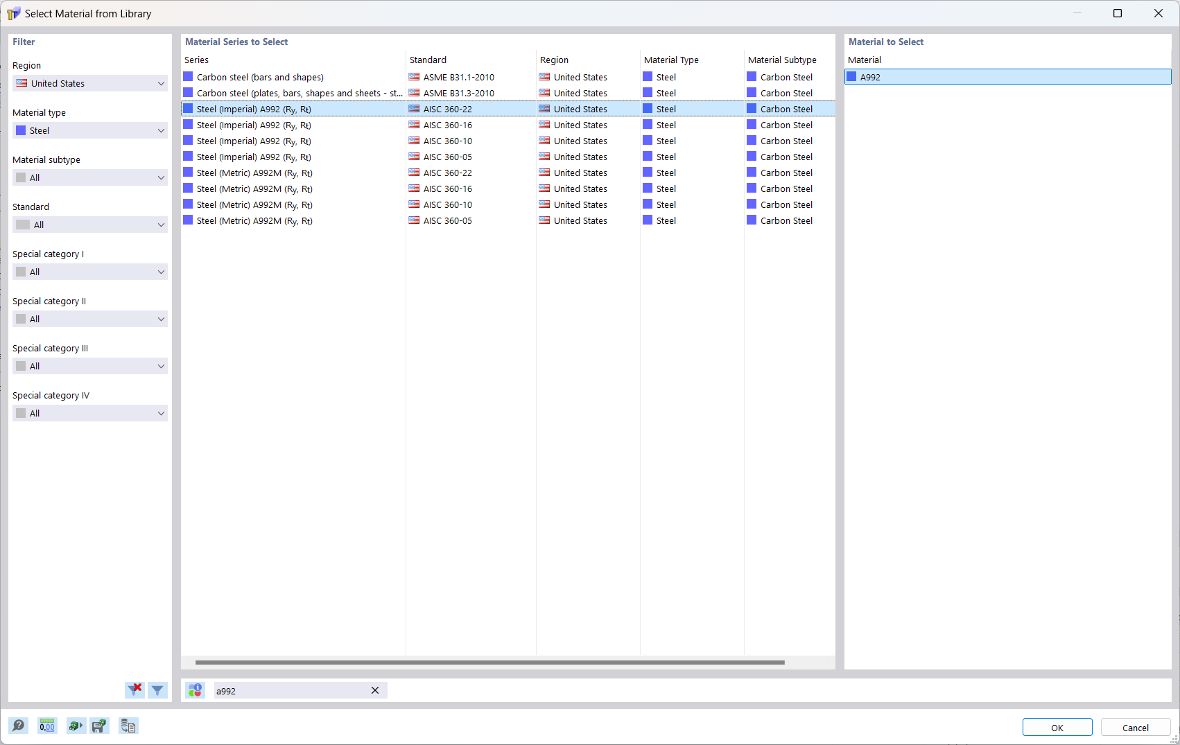 Filtrar biblioteca por región, tipo de material y norma