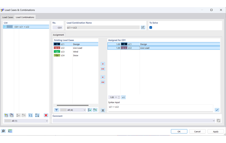 Definición de combinación de cargas