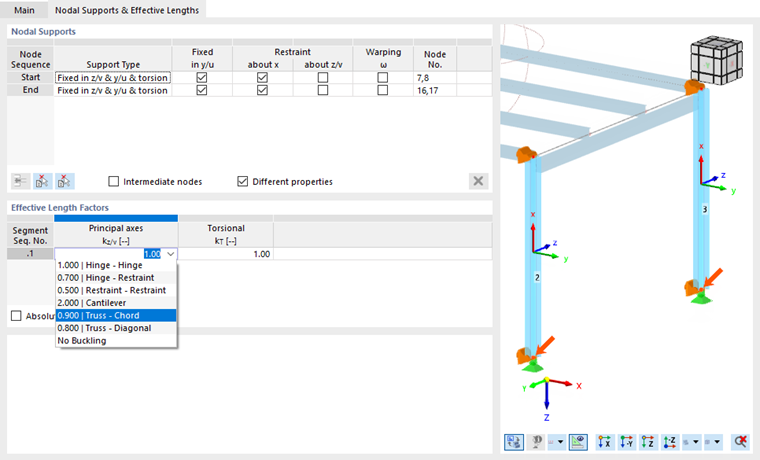 Opciones para ajustar longitudes eficaces