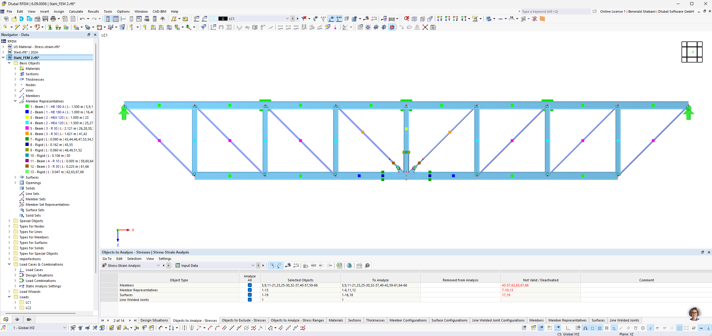 Seleccionar barras representativas para cálculo de esfuerzos y deformaciones