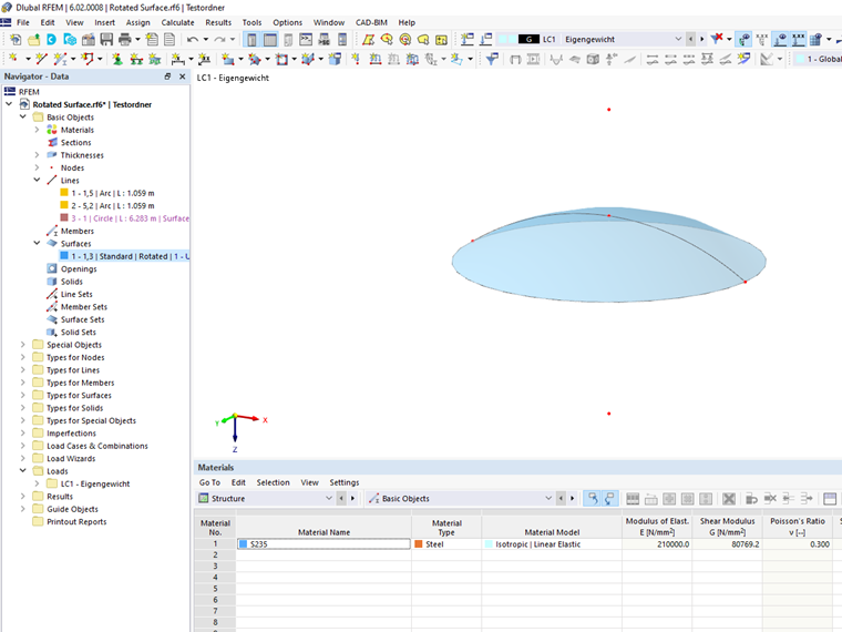 FAQ 005250 | Me gustaría crear una superficie simétrica rotacional en RFEM. Sin embargo, no se crea la superficie girada. ¿Por qué?