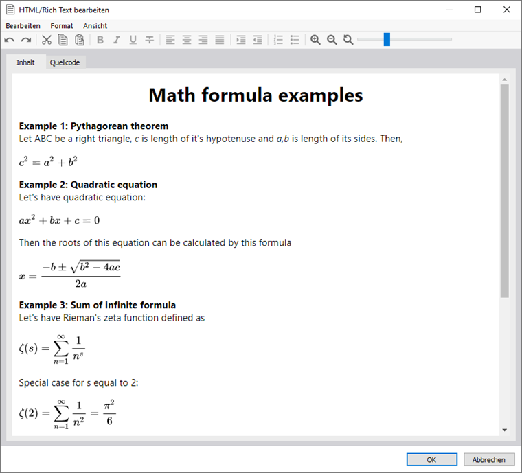 Ejemplos de fórmulas