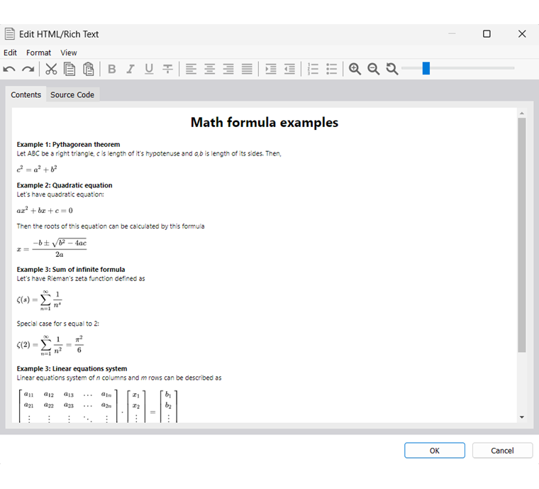 Ejemplos de fórmulas