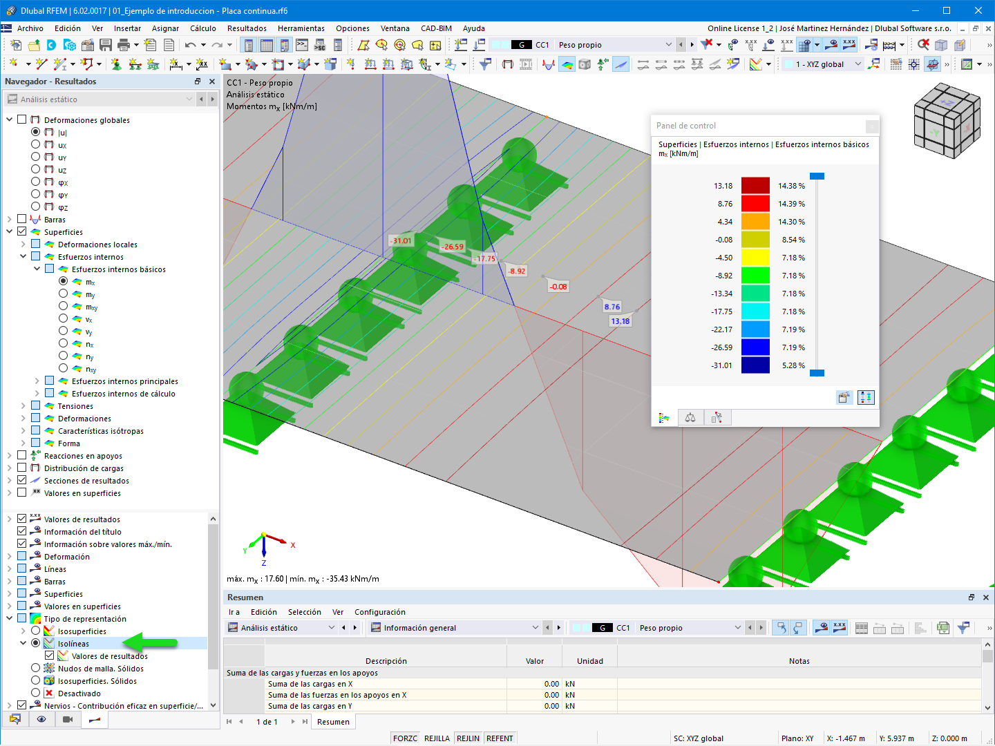 Característica 002421 | Visualización de valores de resultados en isolíneas