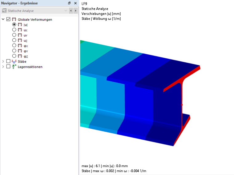Alabeo sin coacción en el extremo de la viga
