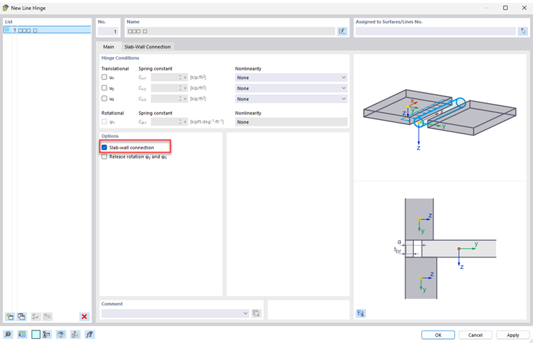 Articulación de líneas conexión pared-forjado