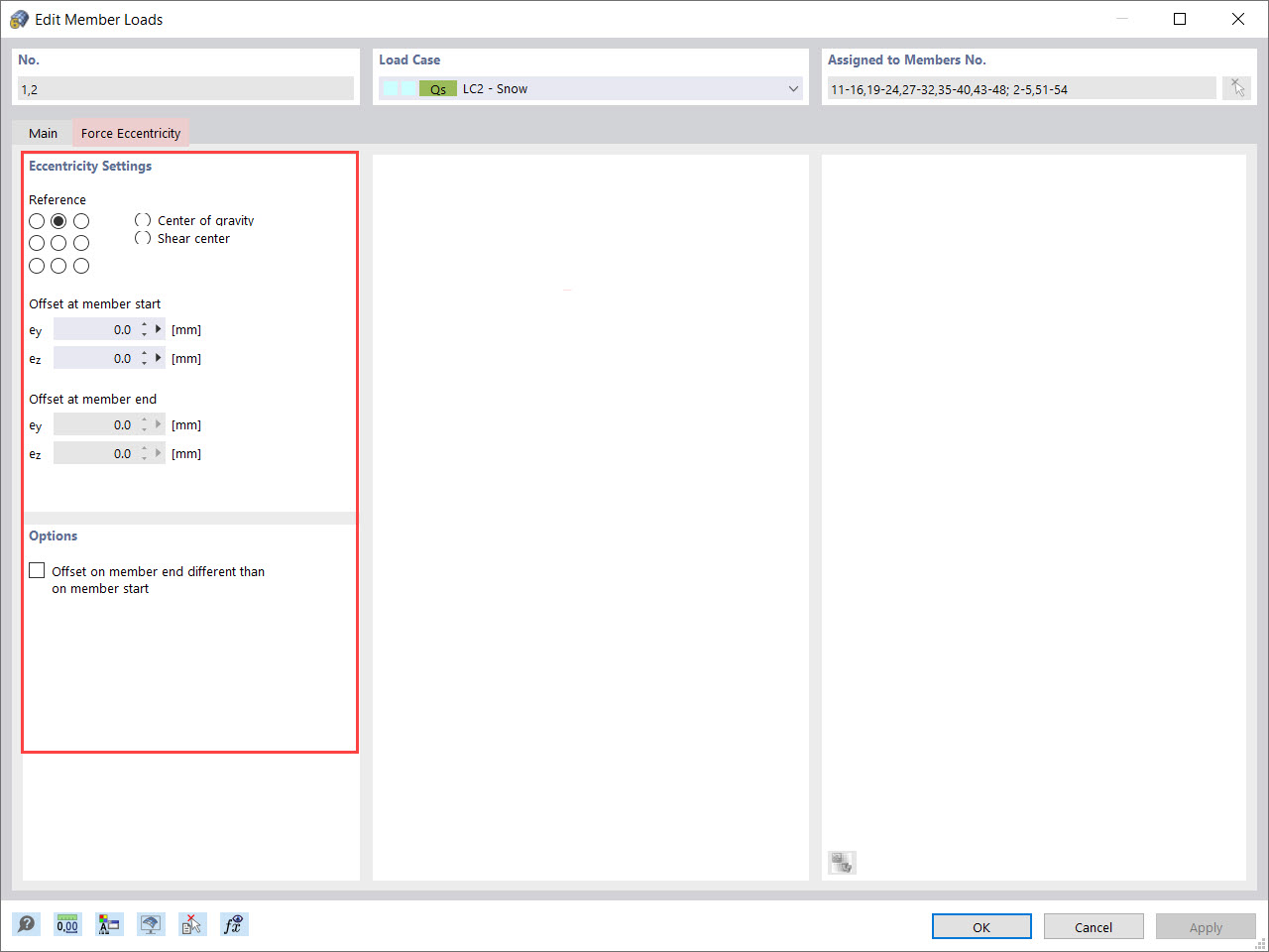 Configuraciones de excentricidad de fuerza