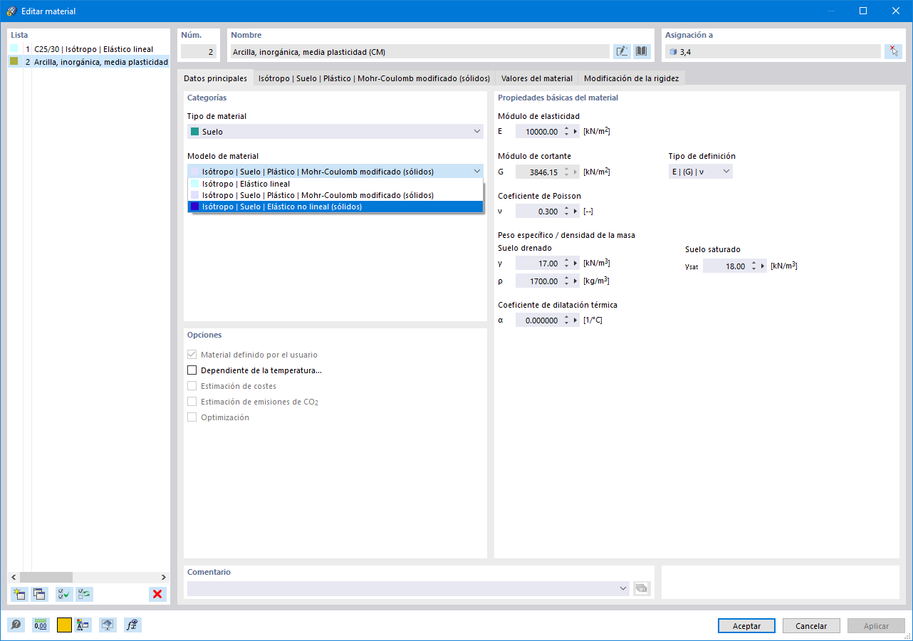 Modelos de materiales de suelo