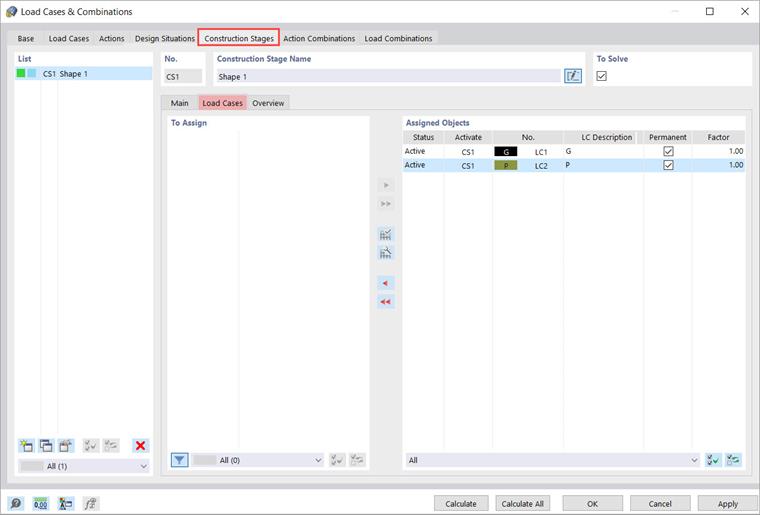 Lista "Objetos asignados"