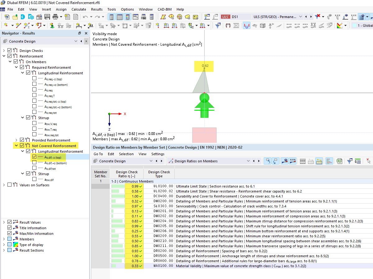 Preguntas frecuentes 005279 | A pesar de que se han cumplido todos los diseños para una barra, todavía obtengo un "Refuerzo descubierto". ¿Por qué?