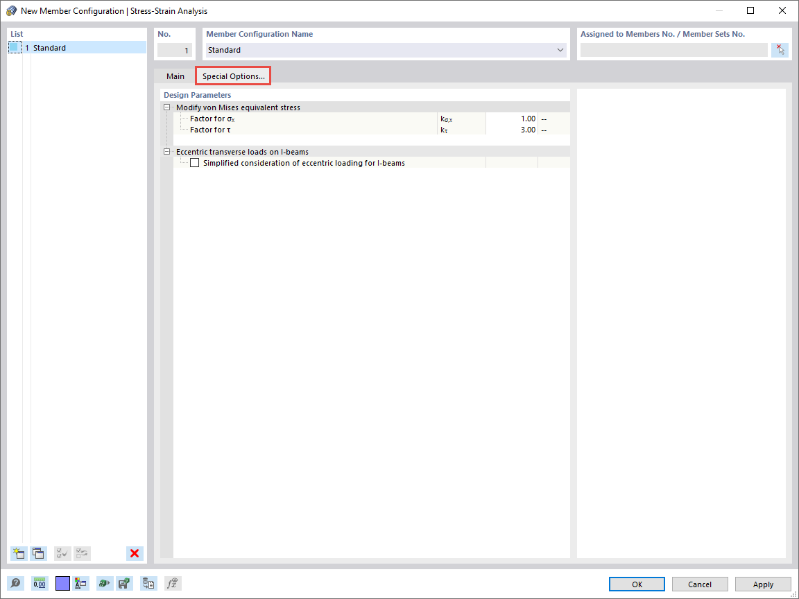 Configuración de barras | Opciones especiales