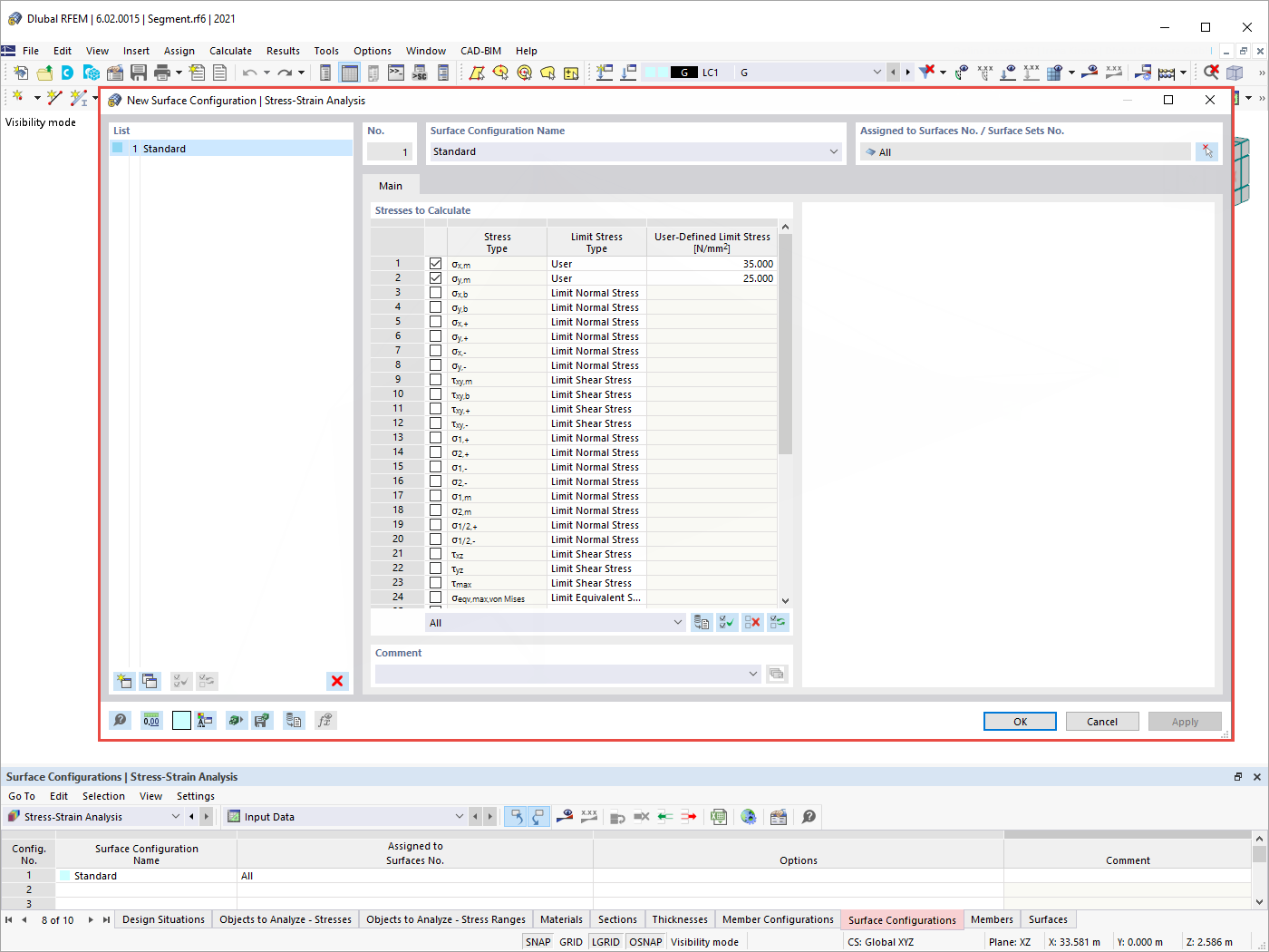 Configuraciones de superficie