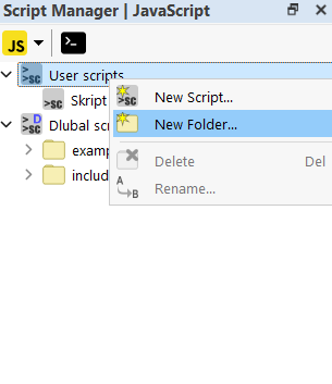 Crear nueva carpeta en el "Administrador de scripts"