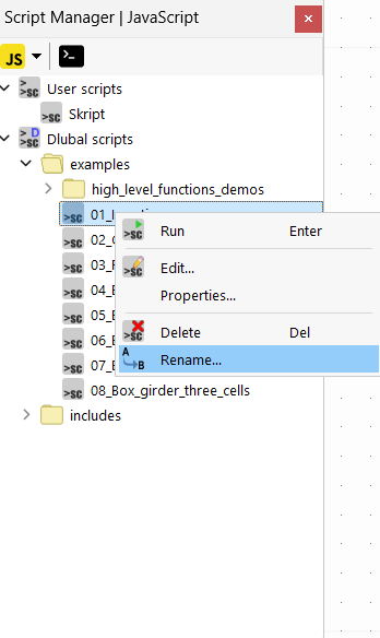 Renombrar script en Administrador de scripts