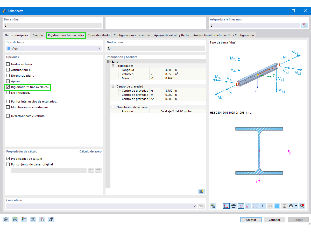 Característica 002470 | Modelo de superficies a partir una barra con rigidizadores transversales de barra