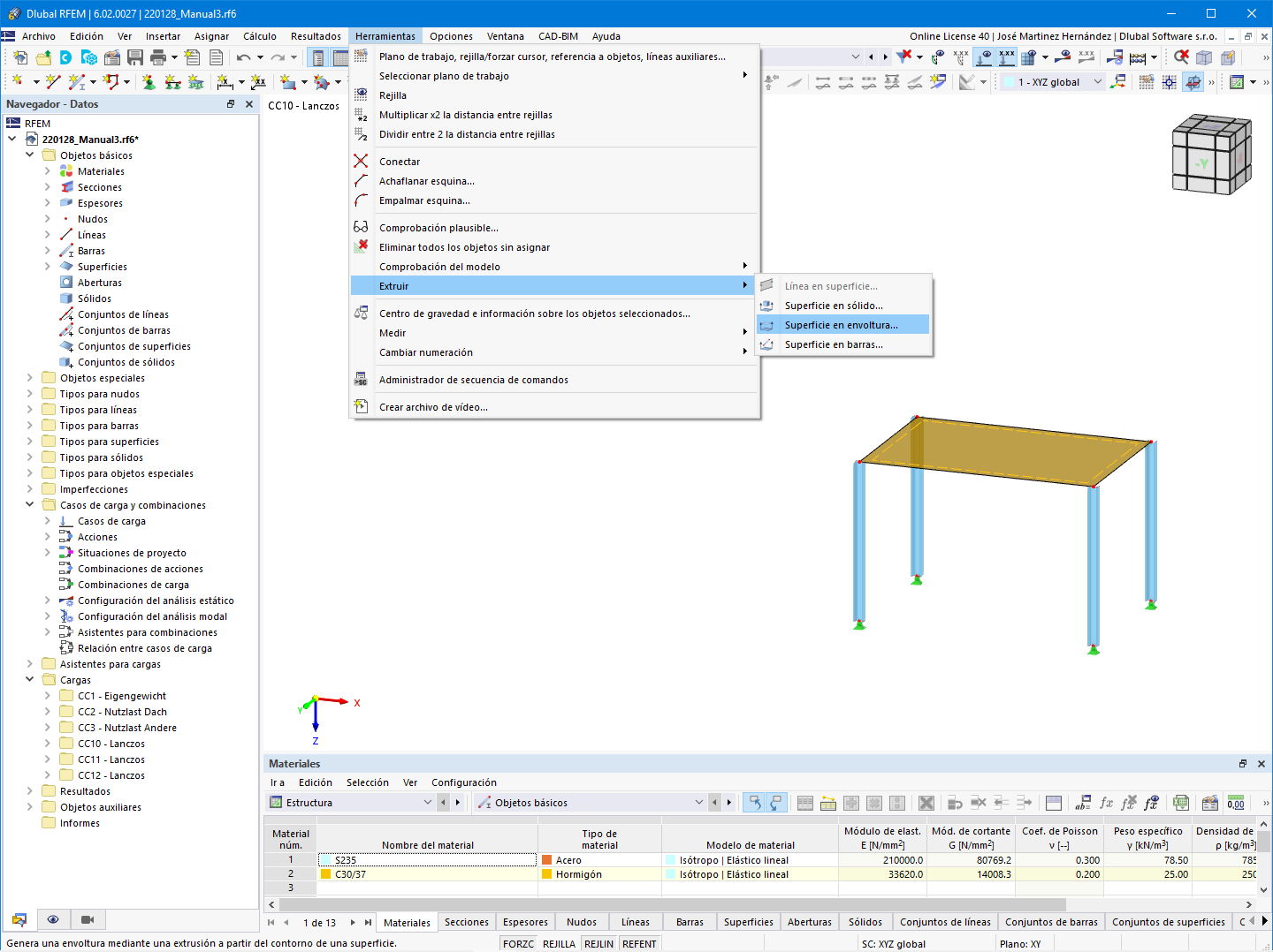 Característica 002472 | Extruir superficie en envoltura