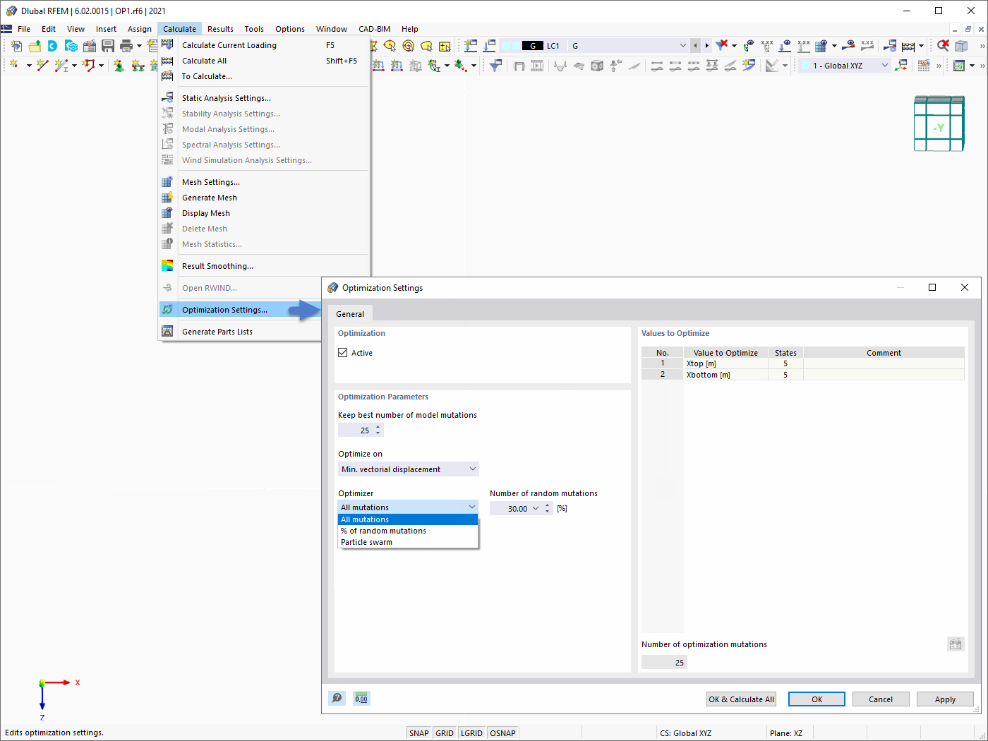 Configuración de optimización
