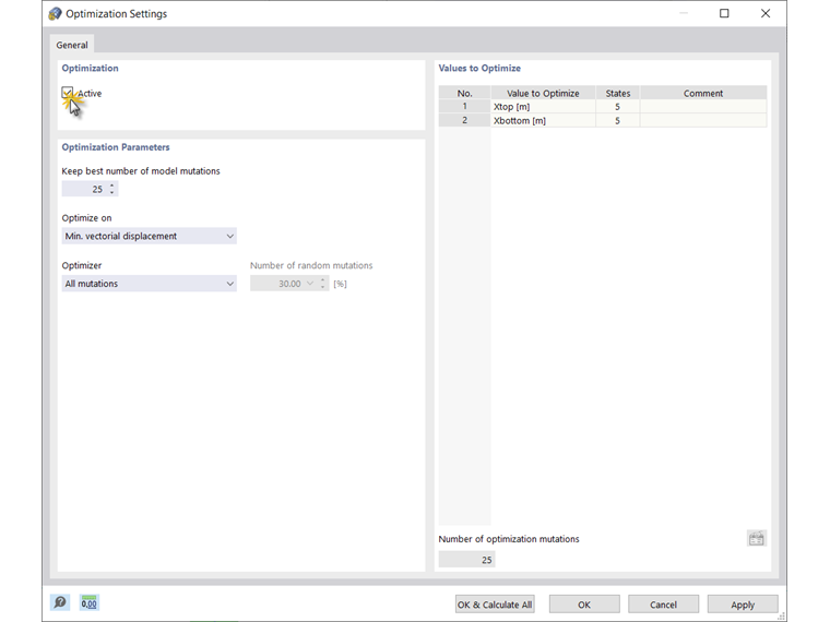 Configuración de optimización