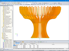 Modelo en 3D del árbol del Pabellón de Azerbaiyán en RFEM (© Rubner)