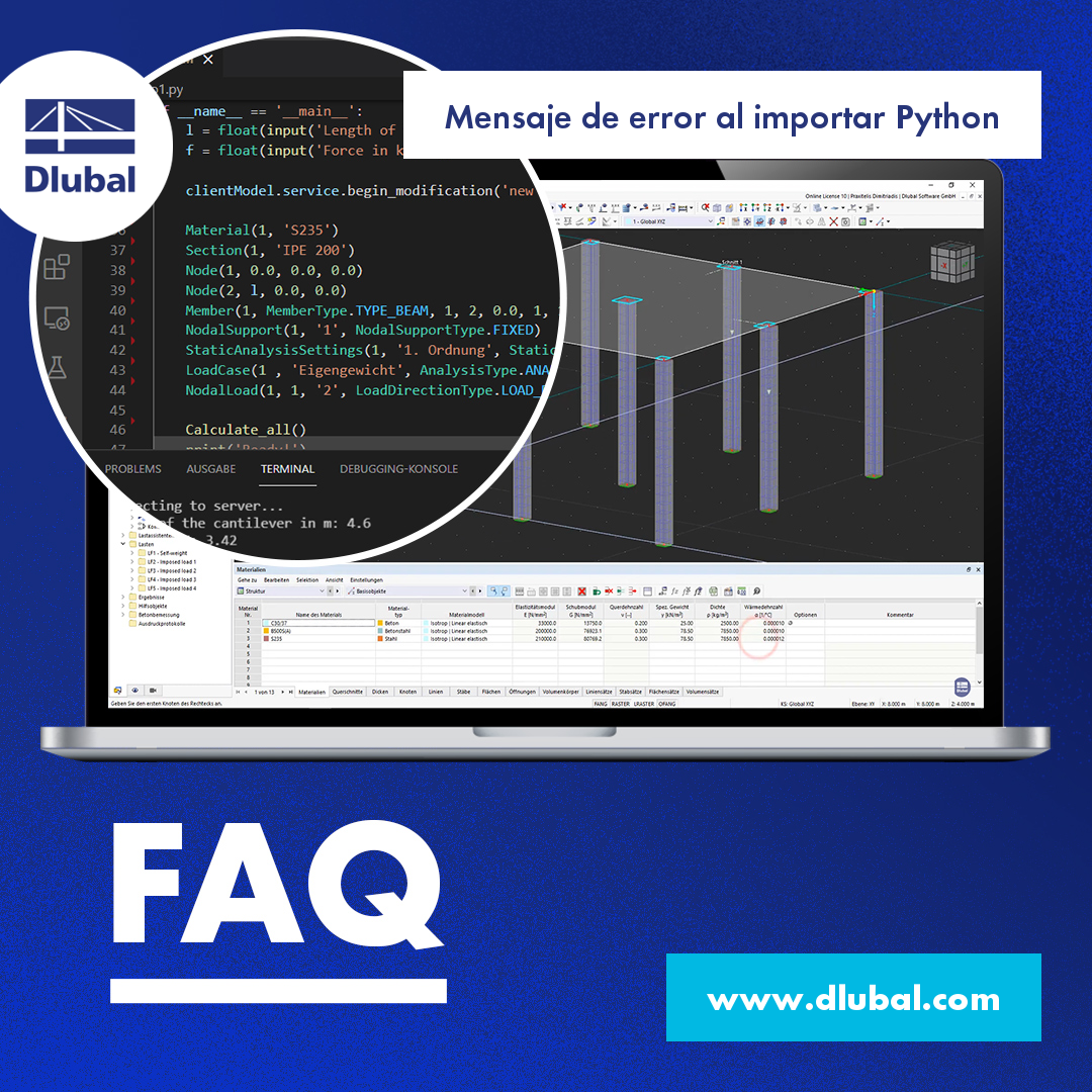 Mensaje de error al importar Python