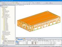 Modelo en 3D de la estructura del pabellón de madera en RSTAB (© MARX KRONTAL PARTNER)