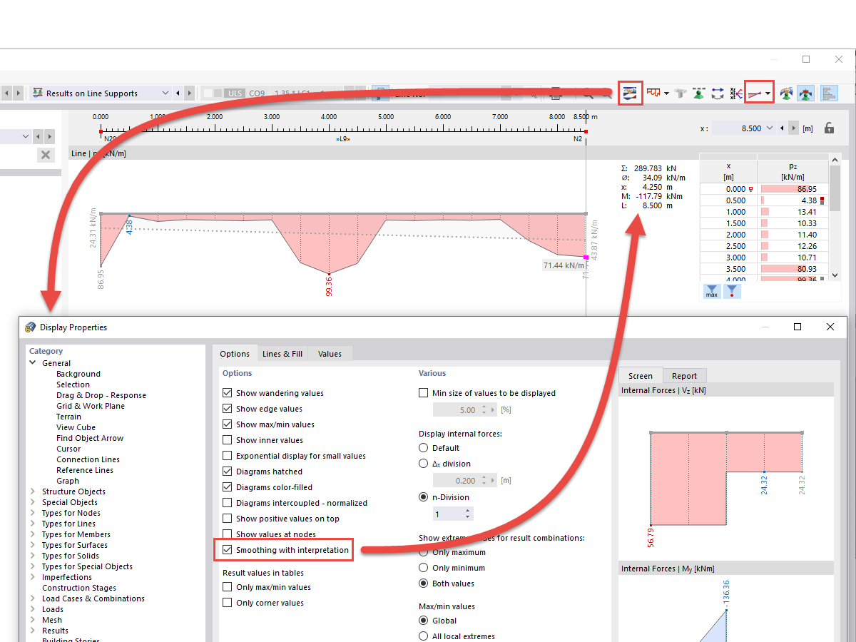 Preguntas frecuentes 005303 | ¿Cómo puedo insertar un rango suave/una línea suave en un diagrama de resultados de RFEM 6?