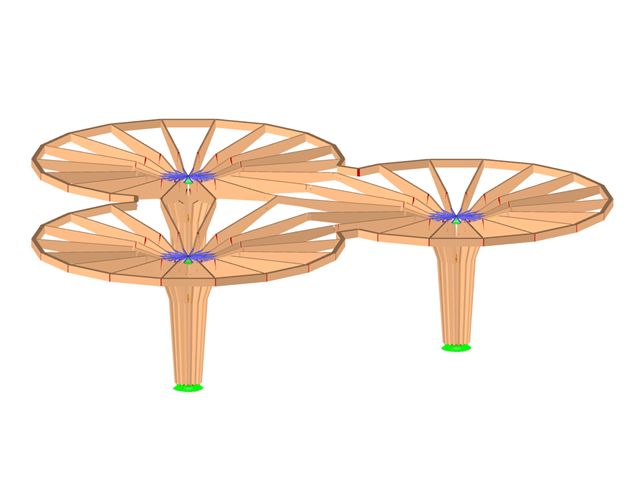 Modelo 3D del pabellón en RSTAB (© Blumer-Lehmann AG)