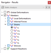 Selección de deformaciones en barra en Navigator