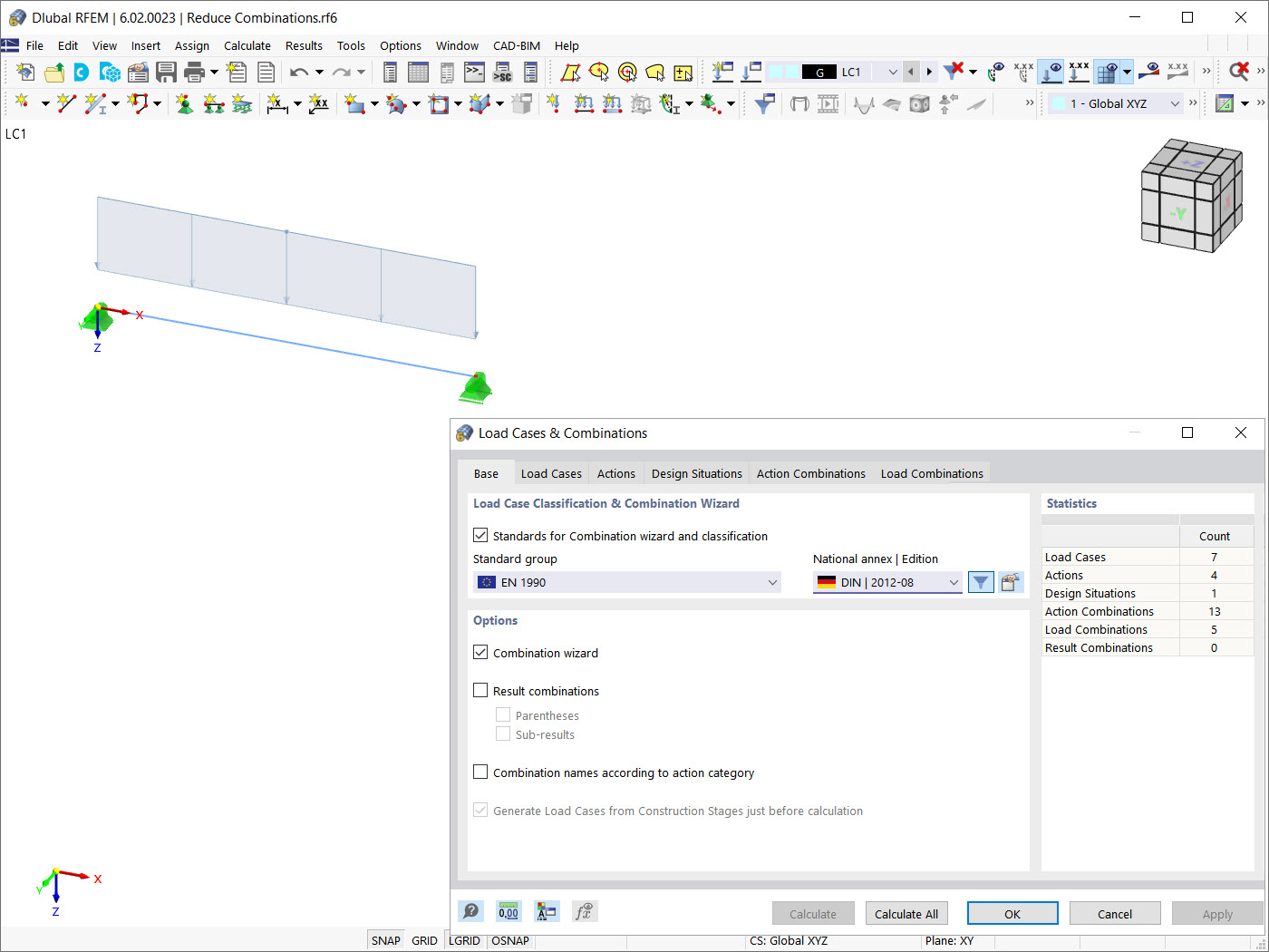 Norma seleccionada para el Asistente de clasificación y combinación