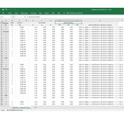 Tabla de Excel con esfuerzos internos de barras
