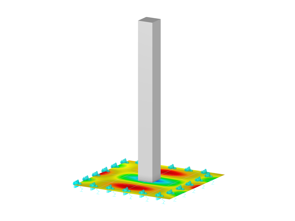 Pilar de hormigón sobre losa de cimentación