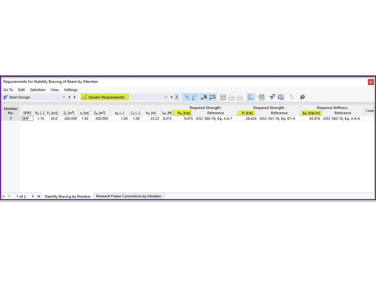 KB 001767 | AISC 341-16 Diseño de barra de momento en RFEM 6