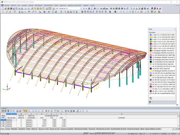 Modelo del proyecto Velódromo en RFEM (© Metalúrgica Vera S.L.R.)