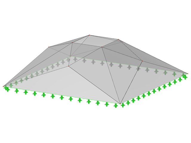 ID del modelo 514 | 034-FPC030 | Sistemas de estructura piramidal plegada. Pirámide truncada doblemente plegada. Plano de planta rectangular