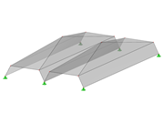 ID de modelo 528 | 034-FPL106-b (variante más general de 034-FPL106-a) | Sistemas de estructura prismática plegada. Superficie con plegado cónico. Perfil de pliegue continuo con corte del borde superior mediante plano inclinado