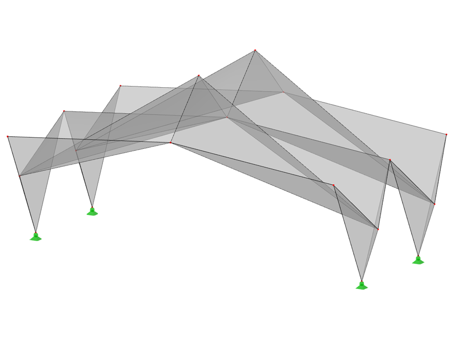 Modelo de ID 545 | 034-FPL121 | Sistemas de estructuras prismáticas plegadas. Sistema de estructura lineal compuesto por superficies plegadas. Pórtico biarticulado: Plegado de cresta a valle