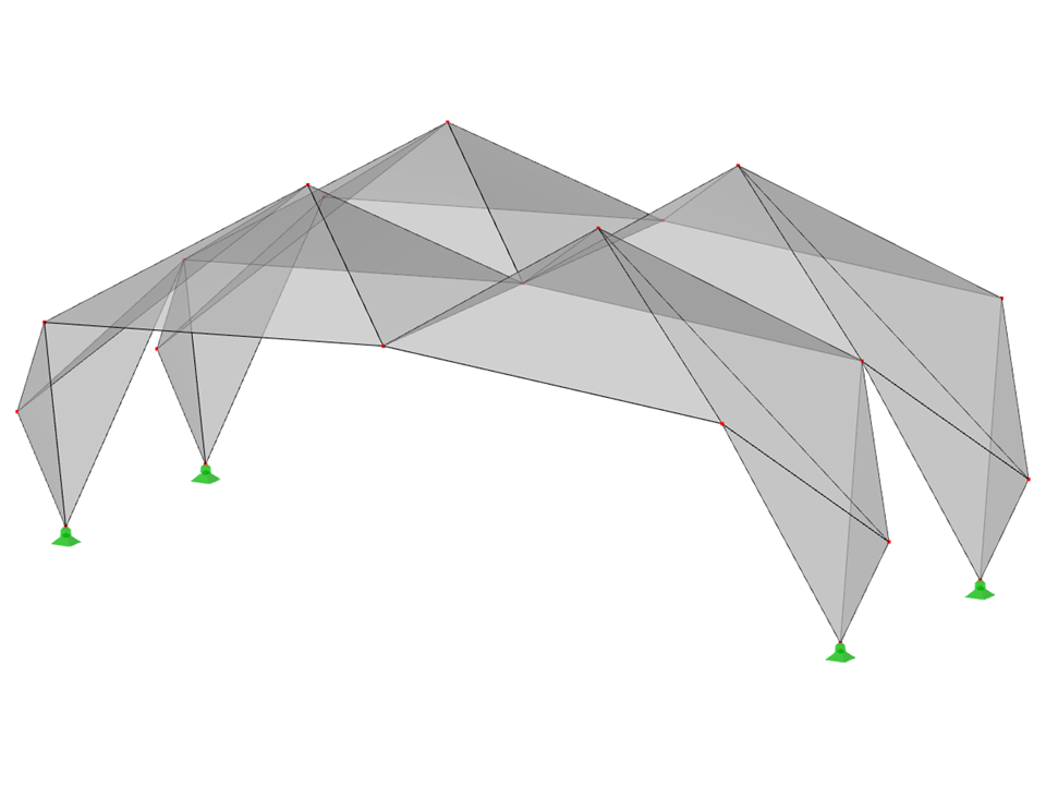 ID de modelo 546 | 034-FPL122 | Sistemas de estructuras prismáticas plegadas. Sistema de estructura lineal compuesto por superficies plegadas. Pórtico triarticulado: plegado de cresta.