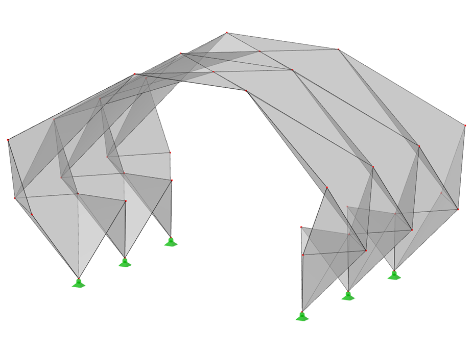 Modelo de ID 549 | 034-FPL125-a | Sistemas de estructuras plegadas prismáticas. Sistema de estructura lineal compuesto por superficies plegadas. Arco triarticulado