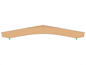 ID de modelo 591 | GLB0514 | Viga de madera laminada encolada | Arqueada a dos aguas | Altura constante | Simétrica | Voladizos de sección variable | Con cuña de cumbrera libre