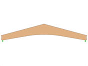 Modelo ID 604 | GLB0601 | Viga laminada encolada | Arqueada a dos aguas | Altura variable | Simétrica | Sin cuña de cumbrera libre