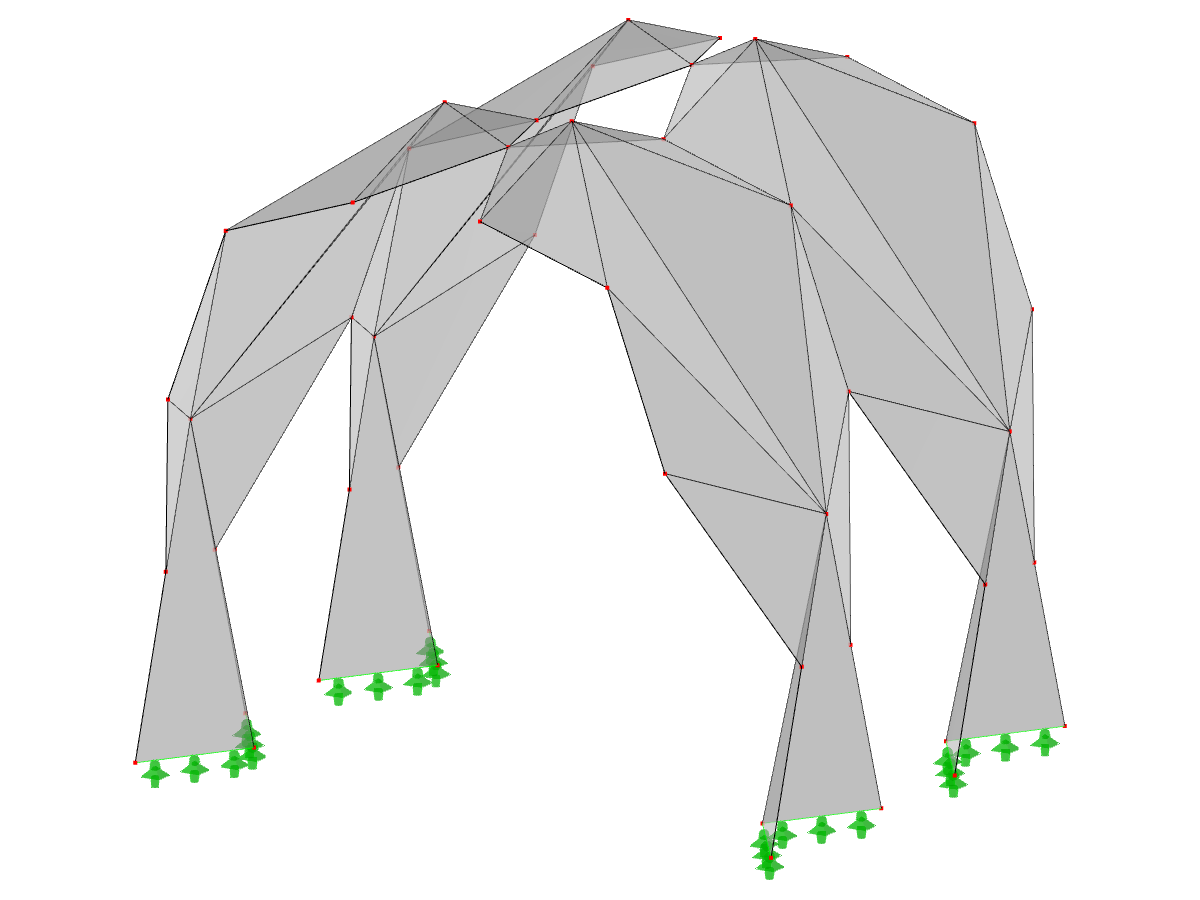 Modelo ID 1393 | 034-FPL124-a | Sistemas de estructura plegada prismática. Sistema de estructura lineal compuesto por superficies plegadas. Arco con articulación superior