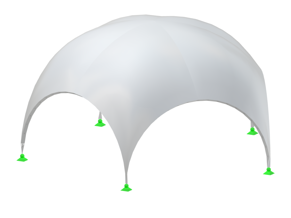 Superficie semiesférica y bóveda de vela con planta poligonal, mostrando un intrincado diseño de lámina de revolución.