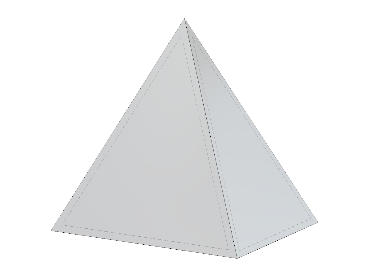 Esquema paramétrico de una pirámide con base rectangular utilizando JavaScript para ajustar según las entradas de altura o longitud de arista.