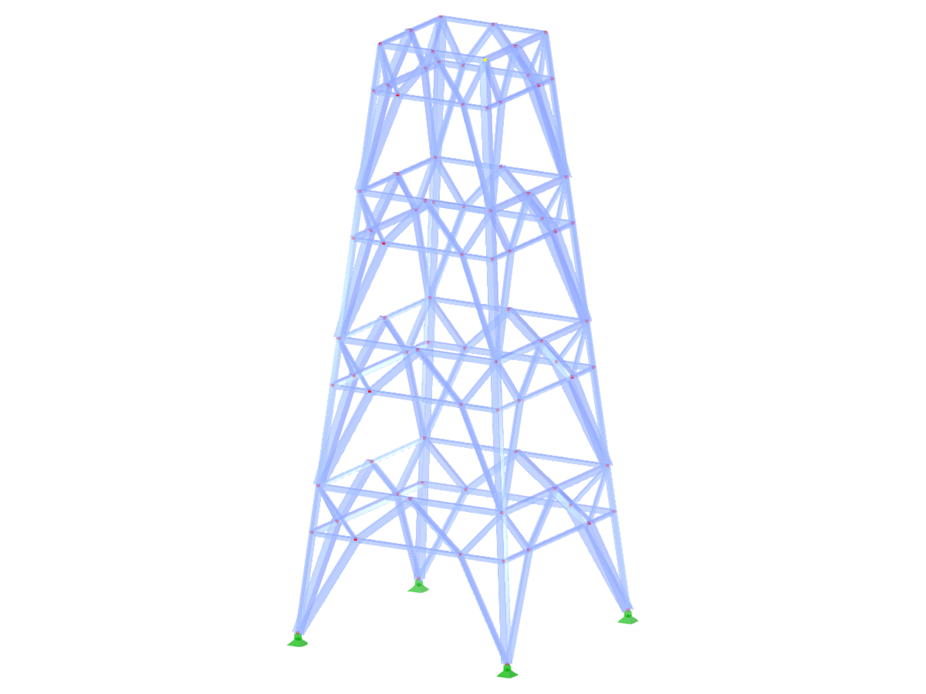 ID del modelo 2227 | TSR054-b | Torre de celosía | Planta rectangular | K-Diagonales inferiores (poligonales) y horizontales intermedias