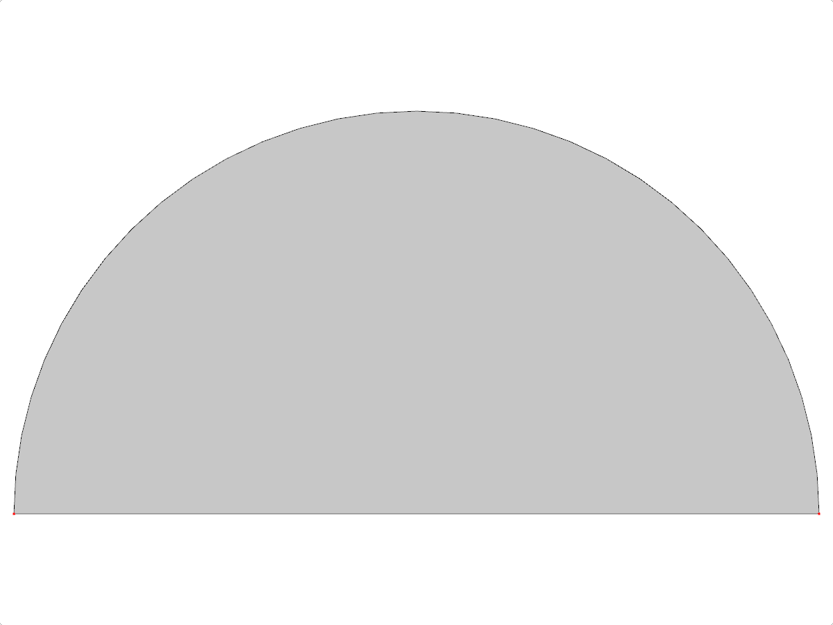 Representación de una superficie de semicírculo que muestra propiedades dimensionales y estructura.