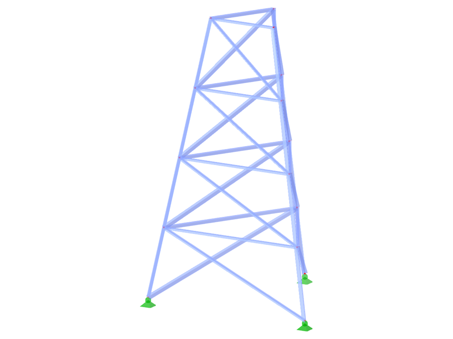 ID de modelo 2314 | TST002-b | Torre de celosía | Plano triangular | Diagonales hacia abajo y horizontales