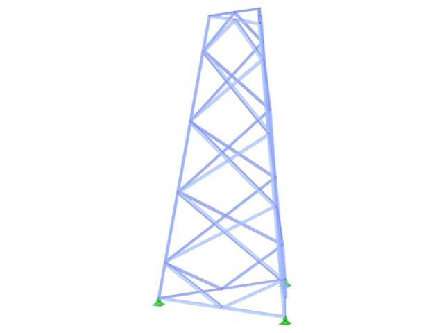 ID de modelo 2340 | TST038-a | Torre de celosía | Plano triangular | Diagonales de rombo (no interconectadas, rectas)