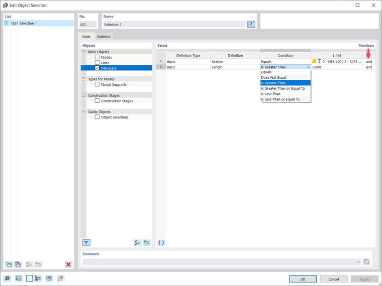 Cuadro de diálogo "Editar selección de objeto"